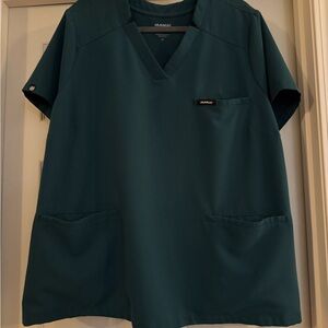 Jaanuu Forrest Green V-Neck Scrub Top